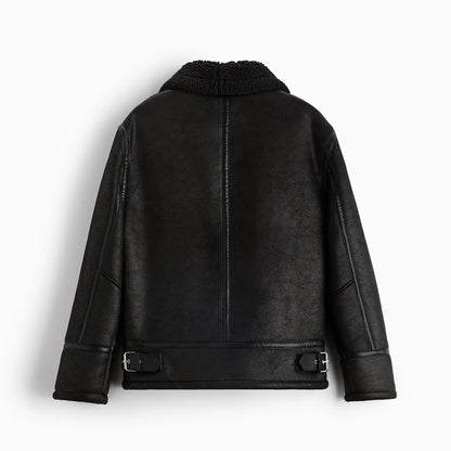 Ivory – Shearling Moto Jacket