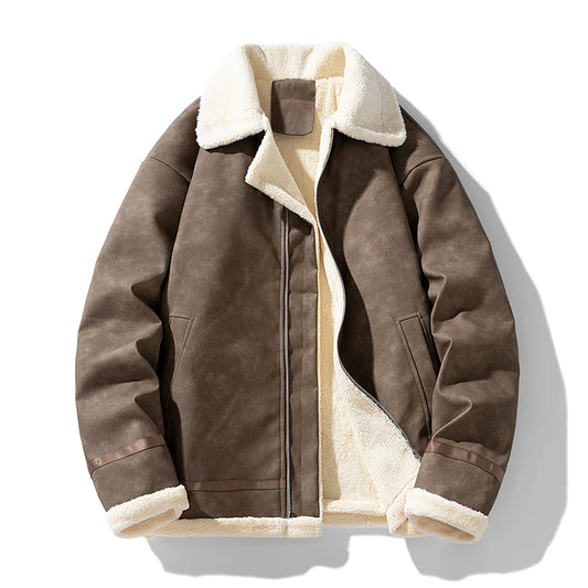 Stonevale – Vegan Suede Sherpa Aviator Jacket