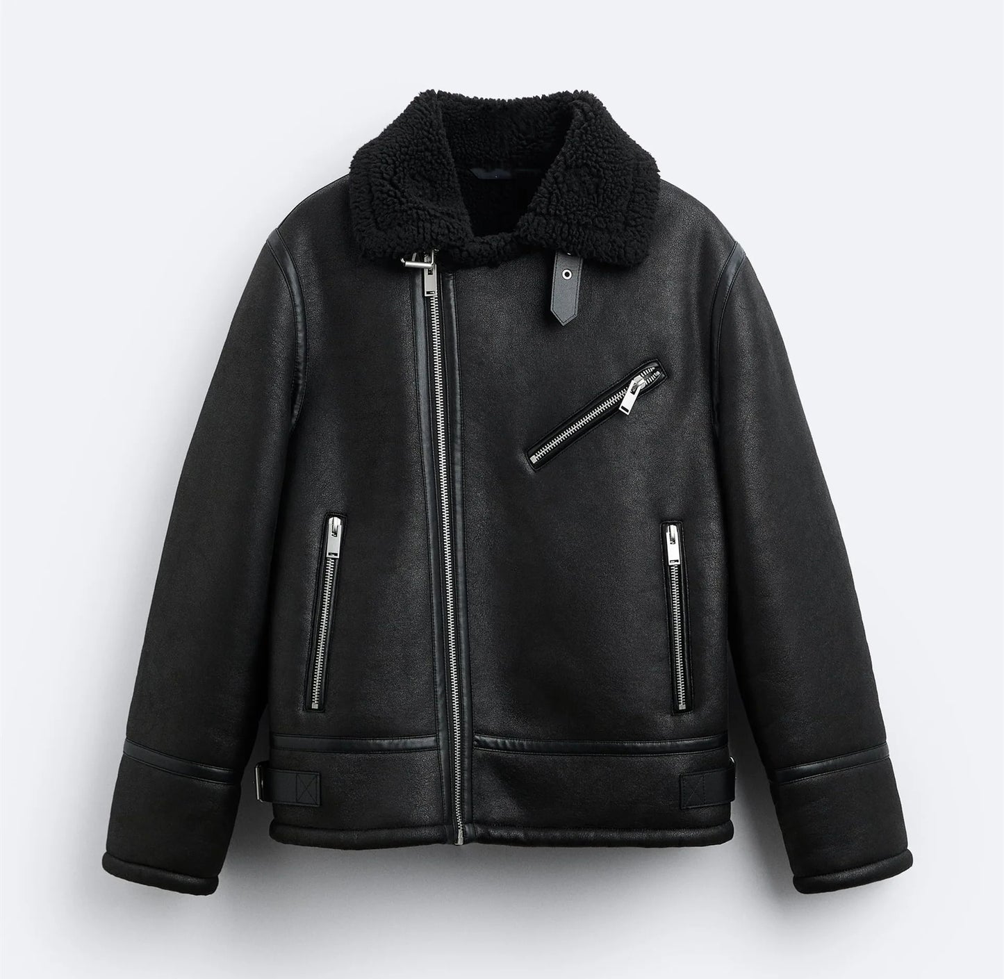 Ivory – Shearling Moto Jacket