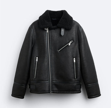 Ivory – Shearling Moto Jacket