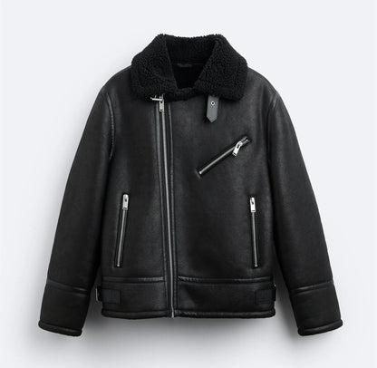 Ivory – Shearling Moto Jacket