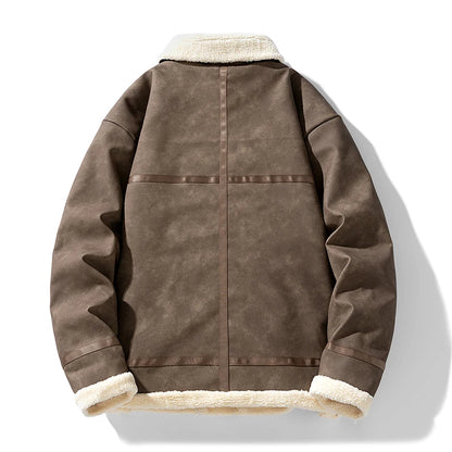 Stonevale – Vegan Suede Sherpa Aviator Jacket