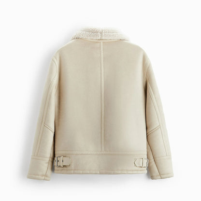 Ivory – Shearling Moto Jacket