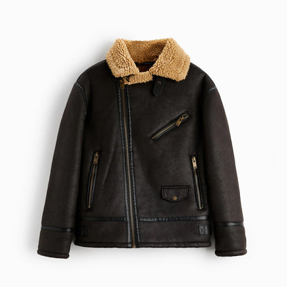 Ivory – Shearling Moto Jacket